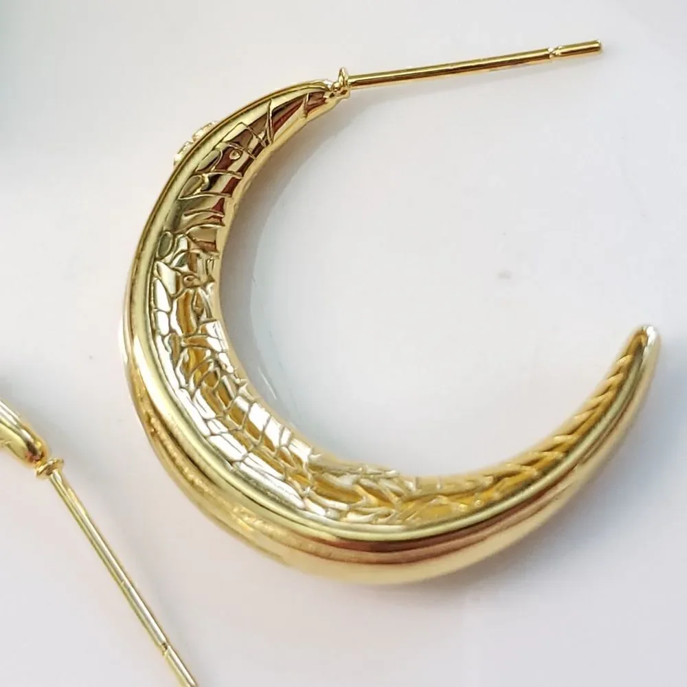 Anthro Etched Hoop Earrings